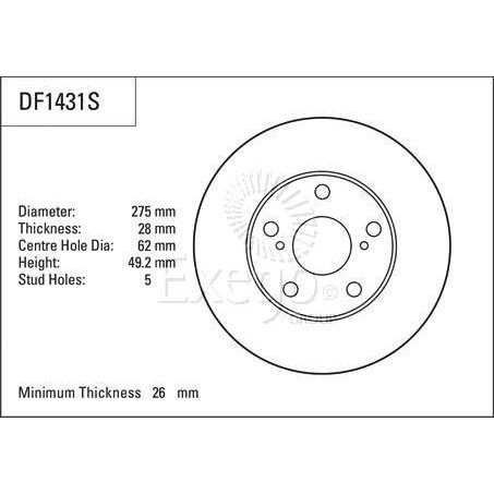 TRW Disc Brake Rotor 275mm x 26 Min