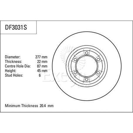 TRW Disc Brake Rotor 277mm x 20.4 Min