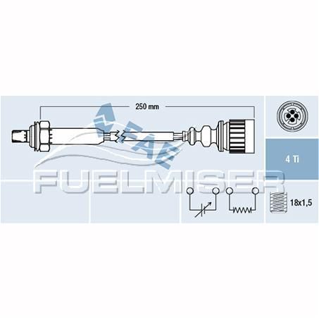 FUELMISER OXYGEN SENSOR DIRECT FIT 4 WIRE 250MM CABLE