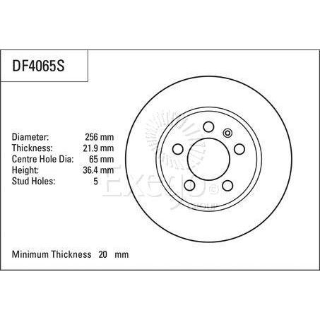 TRW Disc Brake Rotor 256mm x 20 Min