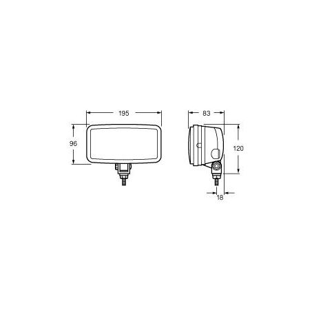 HELLA 2V Fog Light Universal Rectangle 55W - Single