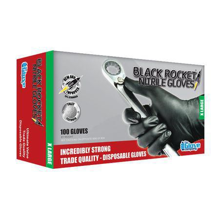 TGC Black Rocket Nitrile Gloves XL 100 Pack - 130004