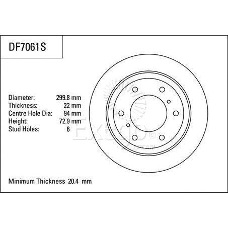 TRW Disc Brake Rotor 300mm x 20.4 Min