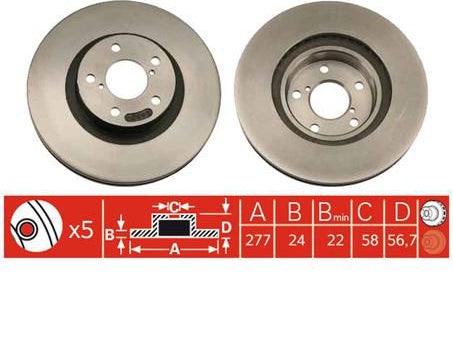 TRW Disc Brake Rotor 277mm x 22 Min