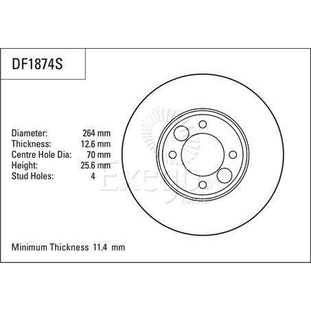 TRW Disc Brake Rotor 264mm x 11.4 min