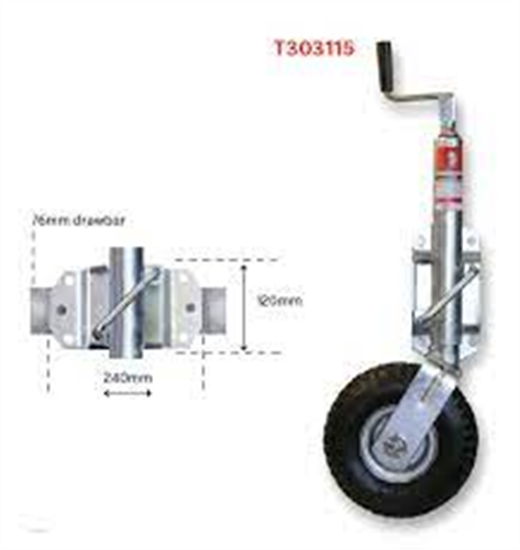 CM TRAILER JOCKEY WHEEL SWING UP PNEU 350 X 4