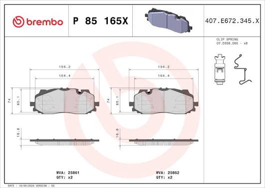 BREMBO X XTRA FRONT BRAKE PAD SET VAG AUDI VW - P85165X