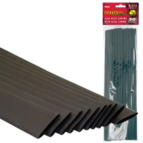 Adhesive Lined Heat Shrink Tubing 12mm (10 Pack) | Black, Waterproof & Sealed