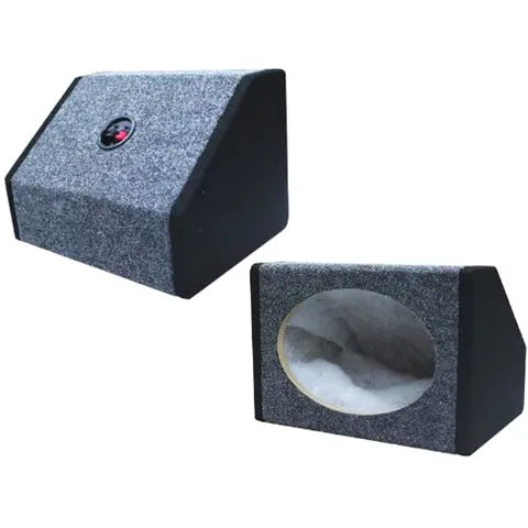 6" x 9" Subwoofer Enclosure Box | Black/Grey Carpet | Pair | Pre-Loaded Terminal Cup