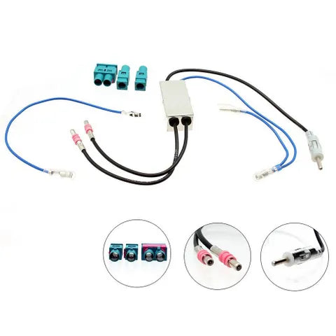 Dual Euro to Standard Aerial Adapter | Male DIN to Female Motorola (Button Type)
