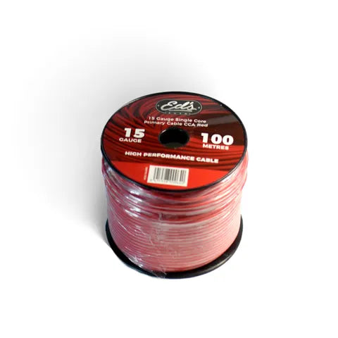 EDS EBP-15-100M 15 Gauge Single Core CCA Primary Cable | Red | 100 Metre Roll