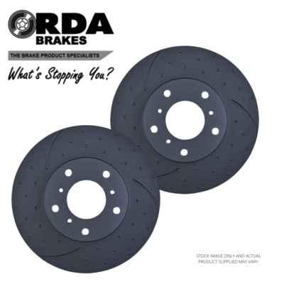 Slotted & Dimpled Disc Brake Rotor Pair Vented 295mm RDA7975D