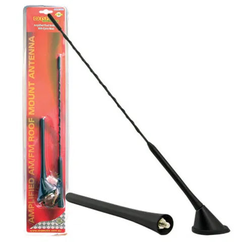 Universal Amplified AM FM Roof Mount Car Aerial | 160mm & 400mm Whips Included