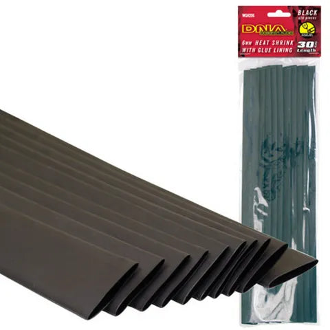 6mm Glue Lined Heat Shrink Tubing | Black Waterproof & Sealed Splice Protection (10 Pack)