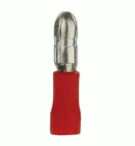 Red Male Bullet Connectors | 100-Pack | Insulated 16-14 AWG Terminals
