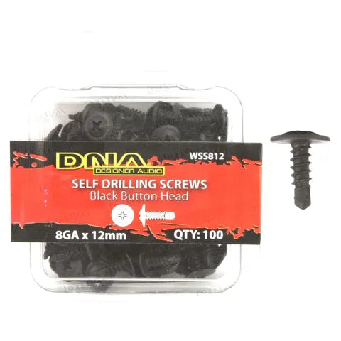 #8 x 12mm Black Button Head Self-Drilling Screws | Zinc Plated (Pack of 100)