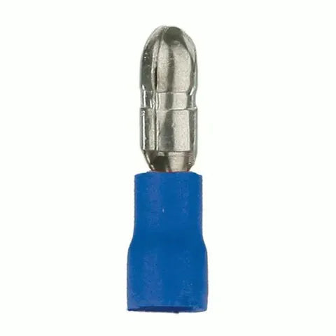 Blue Male Bullet Connectors | 100-Pack | Insulated 16-14 AWG Terminals