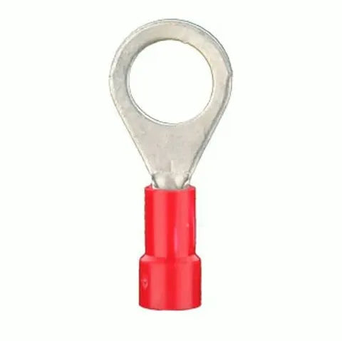 Red Insulated Ring Terminals | 6.5mm (1/4") Stud | 100-Pack