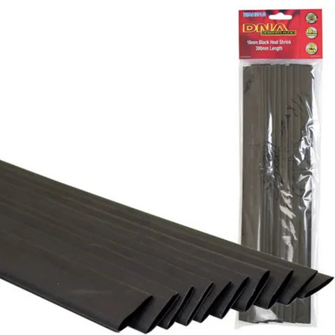 Heat Shrink Tubing 16mm Black (10-Pack) | High-Ratio Insulation Sleeves