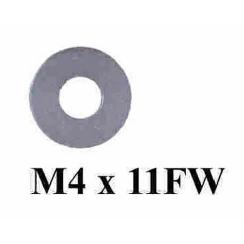 M4 Flat Washer | 11mm OD x 1mm Thick - Pack of 100