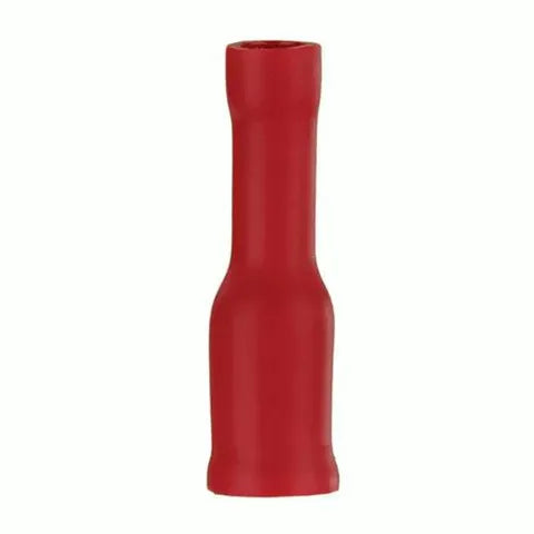 Red Female Bullet Connectors | 100-Pack | Insulated Electrical Terminals