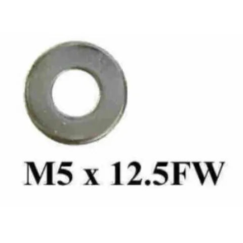 M5 Flat Round Zinc Washer, 12.5mm OD x 1mm Thick, Pack of 100