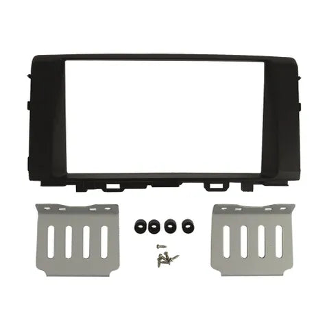 Double DIN Dashboard Installation Kit for Kia Rio (2017-On) | With Side Support Brackets - Black