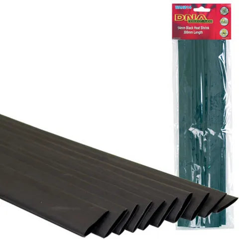 Heat Shrink Tubing 14mm Black (10-Pack) | Large Diameter Insulation Sleeves