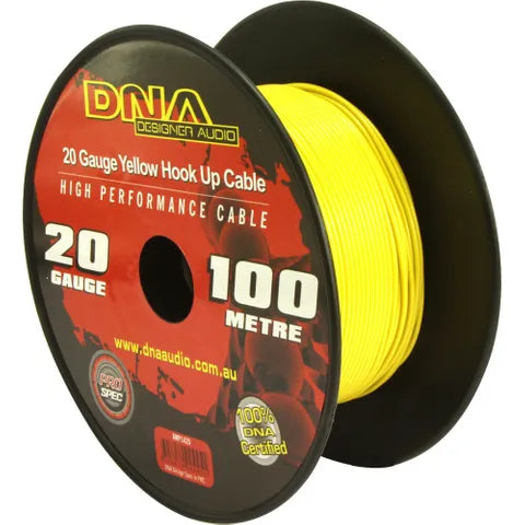 DNA CABLE 20 Gauge Yellow Hook Up Wire | 100 Meter Roll | 0.81mmÂ² | Primary Wire