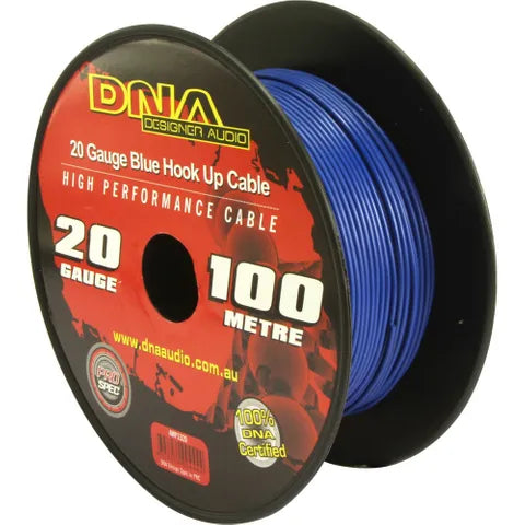 DNA 20 AWG Hook-Up Wire | Blue Stranded Copper Cable | 100 Meter Roll
