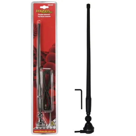 Universal 360mm Flexible AM/FM Antenna | Black Whip Mast | 6.3mm Male Plug