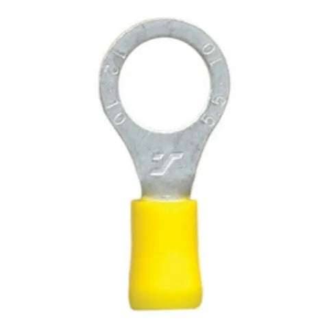 Yellow Insulated Ring Crimp Terminals | 10.5mm Stud Size | Pack of 100