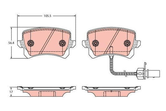 D/PADS RR AUDI RSQ3 2013-18105.5*56.41*17 WITH SENSOR - RDB1342-01-RH