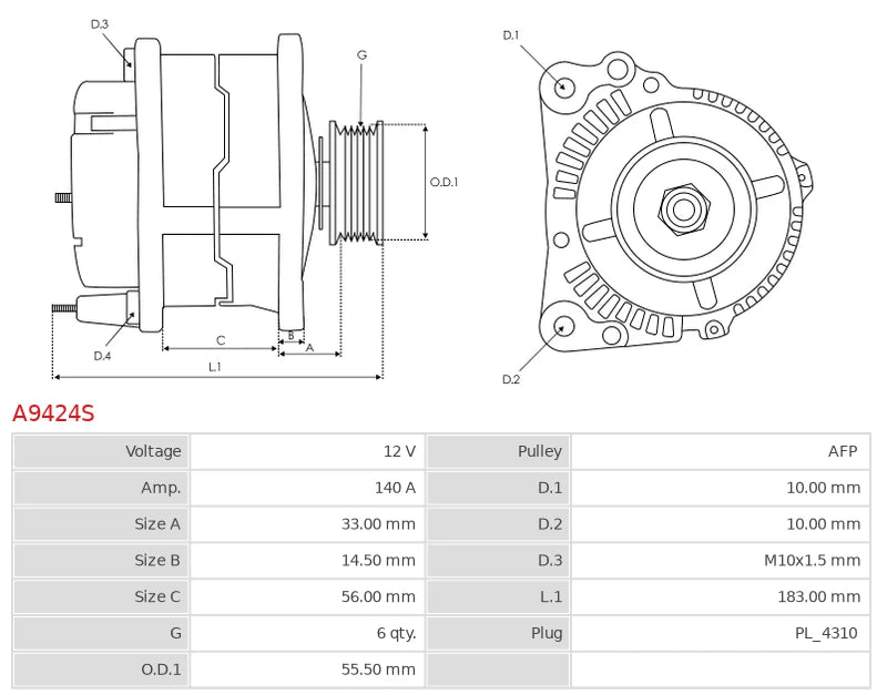Brand new AS-PL Alternator Ssangyong A9424S