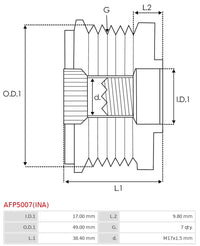 INA ALTERNATOR FREEWHEEL PULLEY - AFP5007(INA)