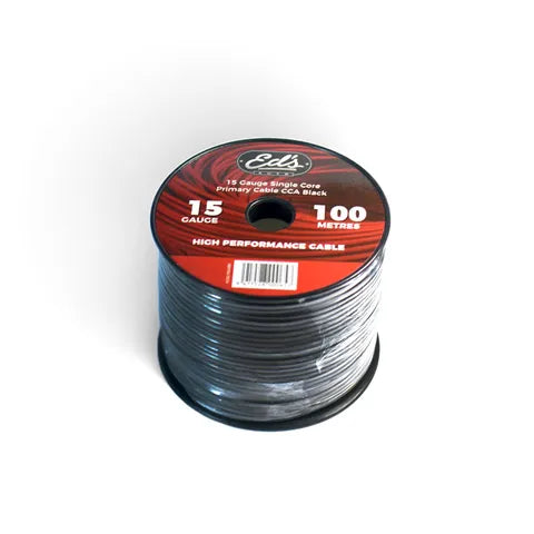 EDS EBP-15-100M 15 Gauge Single Core CCA Primary Cable | Black | 100 Metre Roll