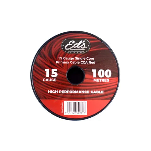 EDS EBP-15-100M 15 Gauge Single Core CCA Primary Cable | Red | 100 Metre Roll