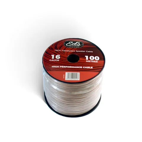 EDS EBS-16-100M 16 Gauge CCA Speaker Cable | Translucent Clear | 100 Metre Roll