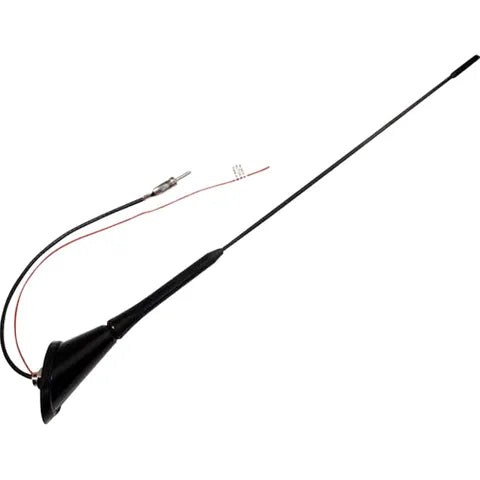 Universal Amplified Roof Mount Car Antenna | Black 1-Section Antenna | 6.3mm Male Plug